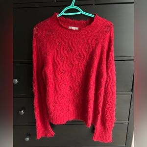 J Crew Pointelle scallop-trim sweater